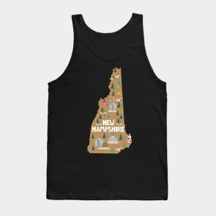 New Hampshire USA State Illustrated Map Tank Top